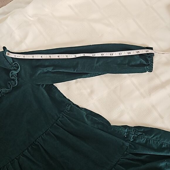 H&M Girl's Corduroy Long Sleeves Mini Dress Dark Green Size 6-7 Year Old - Picture 8 of 16